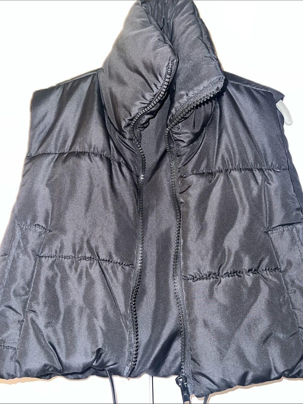Black Puffer Vest - Sleeveless Zip Front